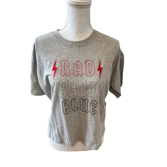 PJ Salvage Rad White Blue Graphic Loungewear Tee Gray S - Picture 3 of 7